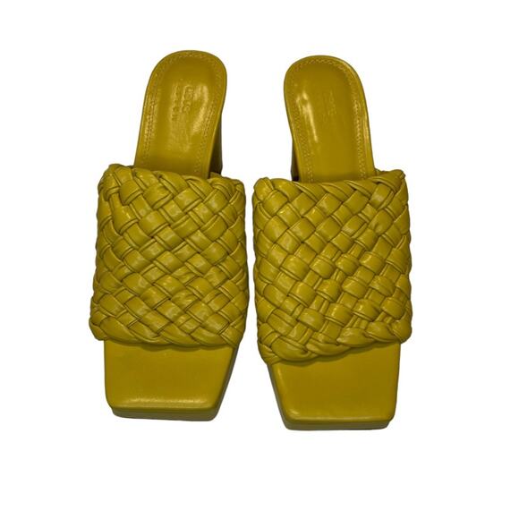 ASOS Design Raid Slip On Knottie Mule Heeled Sandals Yellow Square Toe Size 9 - Picture 12 of 14